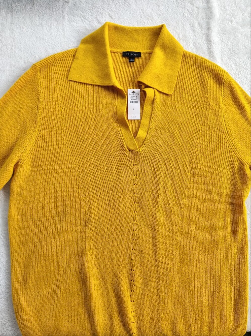 Talbots Golden Mustard Polo Knit Top